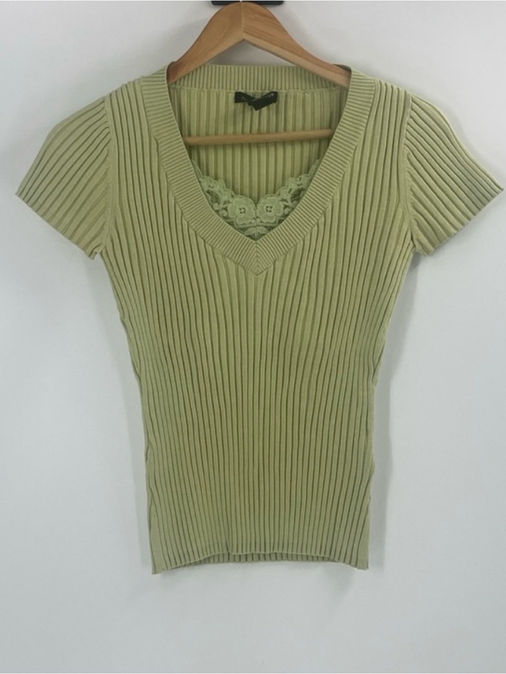 August Silk green Silk blend rib knit short sleeve body con top